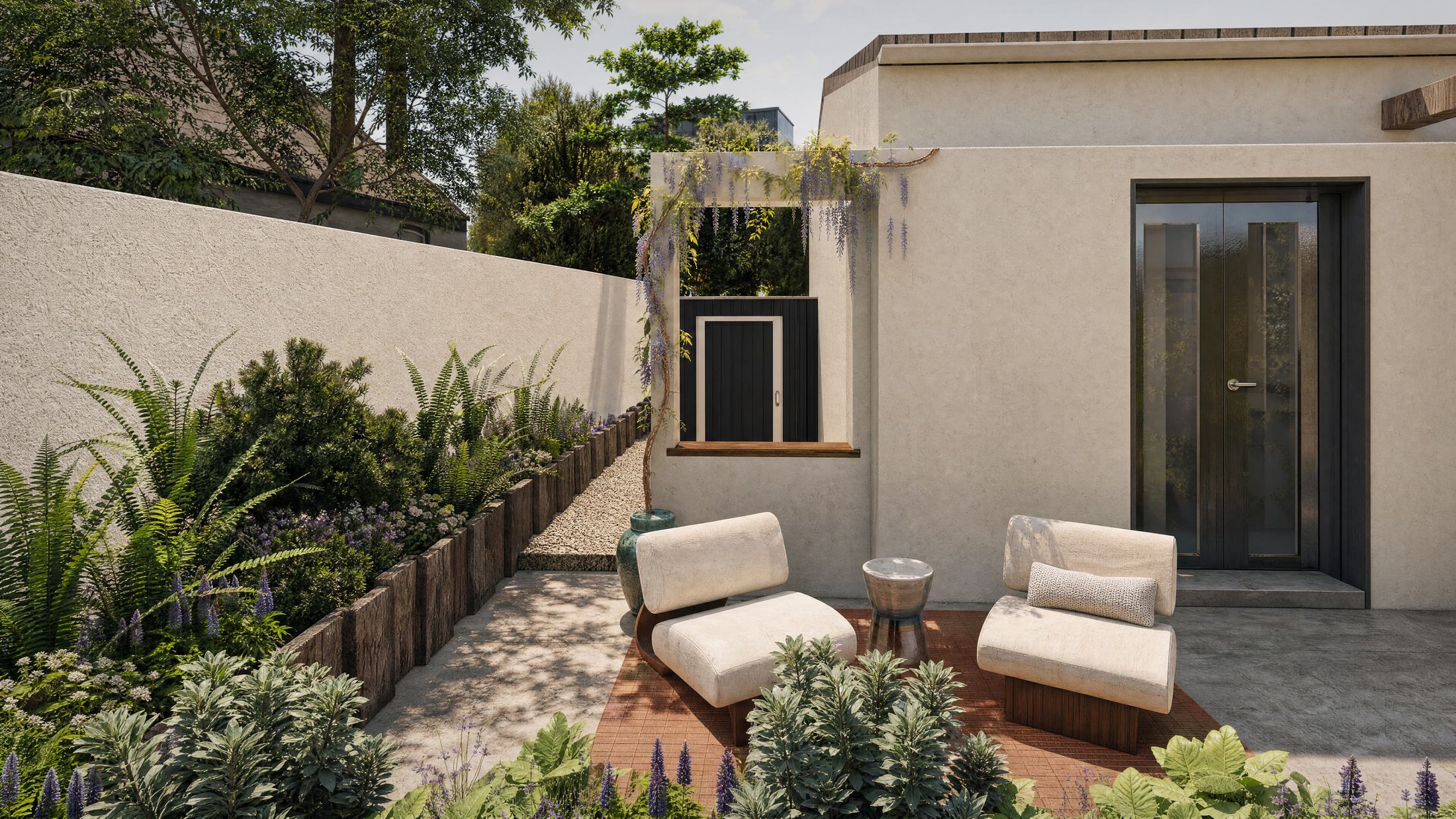 Sylve — plateforme en bois et mobilier tourné vers le jardin